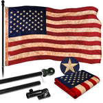 Load image into Gallery viewer, G128 Combo Pack: 5 Ft Tangle Free Aluminum Spinning Flagpole (Black) &amp; USA TeaStained Flag 2.5x4 Ft, ToughWeave Pro Series Embroidered 420D Polyester  Pole with Flag Included