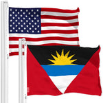 Load image into Gallery viewer, G128 Combo Pack: American USA Flag 3x5 Ft &amp;  Antigua and Barbuda Antiguan and Barbudan Flag  Both LiteWeave Pro Series Printed 150D Polyester, Brass Grommets