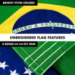 Load image into Gallery viewer, G128 Combo Pack: 6 Ft Tangle Free Aluminum Spinning Flagpole (White) &amp; Brazil Brazilian Flag 3x5 Ft, Double ToughWeave Series Double Sided Embroidered 210D Polyester  Pole with Flag Included