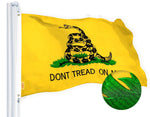 Load image into Gallery viewer, G128 Dont Tread on Me (Gadsden) Flag  4x6 feet  Heavy Duty Spun Polyester 220GSM Embroidered, Tough, Durable, Indoor/Outdoor, Vibrant Colors, Brass Grommets