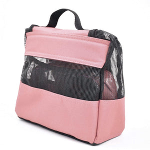 The Fine Living Co. USA Portable Hanging Shower Caddy Organizer with 1 Free Toiletries Case Quick Dry Mesh Shower Caddy Tote Bag Included 1 Metal Hook Perfect for Dorm Camp Travel Gym Pink