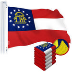 Load image into Gallery viewer, G128 5 Pack: Georgia GA State Flag  3x5 Ft  StormFlyer Series Embroidered 220GSM Spun Polyester  Embroidered Design, Indoor/Outdoor, Brass Grommets, Heavy Duty, All Weather