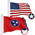 Load image into Gallery viewer, G128 Combo Pack: American USA Flag 5x8 Ft &amp; Tennessee Flag 5x8 Ft, Both Embroidered SPUN Polyester, Indoor/Outdoor, Brass Grommets