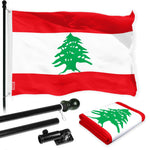 Load image into Gallery viewer, G128 Combo Pack: 6 Ft Tangle Free Spinning Flagpole (Black) &amp; Lebanon Flag 3x5 Ft Printed 150D Polyester, Brass Grommets (Flag Included) Aluminum Flag Pole