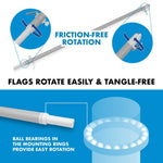 Load image into Gallery viewer, G128 Combo Pack: 6 Feet Tangle Free Spinning Flagpole (Silver) Thailand Thai Flag 3x5 ft Printed 150D Brass Grommets (Flag Included) Aluminum Flag Pole