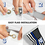 Load image into Gallery viewer, G128 Flag Pole 5 FT Silver Tangle Free &amp; Thin Blue Flag 2.5x4 FT Combo Embroidered Spun Polyester