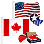 Load image into Gallery viewer, G128 Combo Pack: American USA Flag ToughWeave Series 2.5x4 Ft Single Sided &amp; Canada Canadian Flag Double Sided 2.5x4 Ft Double ToughWeave Series  Both Embroidered Polyester, Brass Grommets
