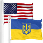 Load image into Gallery viewer, USA American Flag &amp; Ukraine Ukrainian Coat of Arms Flag 3x5 Ft Printed 150D Polyester
