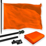 Load image into Gallery viewer, G128 Combo Pack: 5 Ft Tangle Free Aluminum Spinning Flagpole (Black) &amp; Solid Orange Color Flag 2x3 Ft, LiteWeave Pro Series Printed 150D Polyester  Pole with Flag Included
