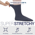 Load image into Gallery viewer, Mens Diabetic Socks 9 to 12 Shoe Size Wide Loose Top 4 Pairs Thin Cotton Diabetic Socks Black Crew