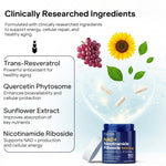 Load image into Gallery viewer, NAD Capsules Resveratrol Liposomal Nicotinamide Riboside Quercetin Vitamin B3 NAD Supplement for Women and Men Anti Aging Boost Focus and Energy Cell Regeneration Supplement 120 Capsules
