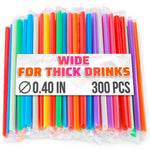 Load image into Gallery viewer, Large Pack of 300 Boba Straws Individually Wrapped – Thick Smoothie Straws Disposable for Milkshakes Bubble Tea Ice Lattes &amp; Lemonade Bar Supplies – (0.4  Wide 9.25  Tall) 8 Colors Smooth Edges