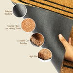 Load image into Gallery viewer, Coco Coir Door Mat Plain Welcome Mat with Stripes Beige 30x17