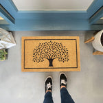 Load image into Gallery viewer, Coco Coir Door Mat Welcome Mat with Tree Print Beige 30x17x0.6