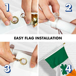 Load image into Gallery viewer, G128  6 Feet Tangle Free Spinning Flagpole (White) Ireland SHAMROCK Brass Grommets Printed 3x5 ft (Flag Included) Aluminum Flag Pole