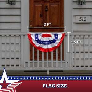 2 Pack USA Pleated Fan Flag 1.5x3 Ft American USA Bunting Decoration Embroidered