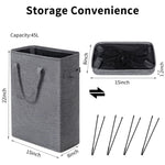 Load image into Gallery viewer, Slim Laundry Hamper With Handles Collapsible Laundry Basket Thin Dirty Clothes Basket Narrow Laundry Bag Foldable Dirty Cloth Hamper 45L (21 inchesDark Grey)
