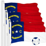 Load image into Gallery viewer, G128 3 Pack: North Carolina State Flag  2x3 Ft  ToughWeave Series Embroidered 300D Polyester  Embroidered Design, Indoor/Outdoor, Brass Grommets