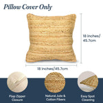 Load image into Gallery viewer, The Fine Living Co. Jute Throw Pillow Covers Braided Decorative Pillow Covers Farmhouse Accent Pillows for Couch Living Room Decor 18 x 18 inch Natural 2Pc
