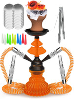 Load image into Gallery viewer, Orange Hookah Set 2 Hose Hookah LilOne 12” Orange Mini Hookah Combo Kit
