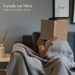 Load image into Gallery viewer, The Fine Living Co. 100% Cotton Waffle Weave Throw Blanket Lightweight Soft and Breathable Throw Blanket for All Season  Skin Friendly Blanket for Couch Bed Sofa 50”x60” inches Mineral Gray
