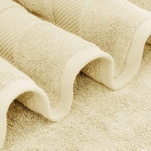 Luxury Beige Bath Towel Set 8 Pcs Combed Cotton Hotel Quality Absorbent Beige