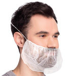 Load image into Gallery viewer, White Disposable Beard Covers for Men 18 Inch Pack of 100 Spunbond Polypropylene Beard Guards Food Service Breathable Lightweight Facial Hair Covering with Single Loop