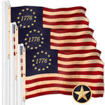 Load image into Gallery viewer, G128 3 Pack: Betsy Ross 1776 TeaStained Flag  6x10 Ft  ToughWeave Pro Series Embroidered 420D Polyester  Historical Flag, Embroidered Design, Indoor/Outdoor, Brass Grommets, High Quality