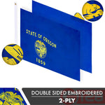 Load image into Gallery viewer, Oregon OR State Flag 3x5 Ft 2Pack Doublesided Embroidered Polyester By G128
