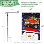 Load image into Gallery viewer, G128 Combo Pack: Garden Flag Stand Black 36 in x 16 in &amp; Garden Flag Winter Decoration Snowman with Festive Evergreen Top Hat 12x18 DoubleSided Blockout Fabric