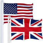 Load image into Gallery viewer, G128 Combo Pack: USA American Flag 3x5 Ft 150D Printed Stars &amp; United Kingdom (Union Jack) Flag 3x5 Ft 150D Printed