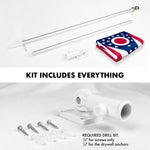Load image into Gallery viewer, G128 Combo Pack: 6 Feet Tangle Free Spinning Flagpole (Silver) Ohio OH State Flag 3x5 ft Printed 150D Brass Grommets (Flag Included) Aluminum Flag Pole