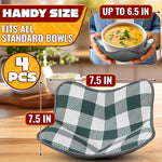 Load image into Gallery viewer, 4 Pcs Microwave Bowl Cozy Holders (Gray &amp; White Checkered) – Heat Resistant Microwave Bowl Holders for Hot Food Protect Hands from Hot Dishes – Soft Fabric for Safe &amp; Convenient Use in the Kitchen
