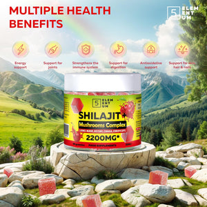 Natural Shilajit Organic Resin Shilajit Mushrooms Gummies for Men with 85 Trace