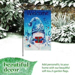 Load image into Gallery viewer, G128 Combo Pack: Garden Flag Stand Black 36 in x 16 in &amp; Garden Flag Winter Decoration Welcome Festive Bearded Gnome with Parcel 12x18 DoubleSided Blockout Fabric