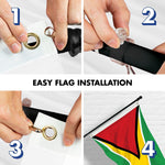 Load image into Gallery viewer, G128 Combo Pack: 6 Ft Tangle Free Aluminum Spinning Flagpole (Black) &amp; Guyana Guyanese Flag 3x5 Ft, LiteWeave Pro Series Printed 150D Polyester  Pole with Flag Included