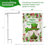 Load image into Gallery viewer, G128 Combo Pack: Garden Flag Stand Black 36 in x 16 in &amp; Garden Flag Happy St. Patrick's Day Decoration Decoration Leprechaun Gnome 12x18 DoubleSided Blockout Fabric