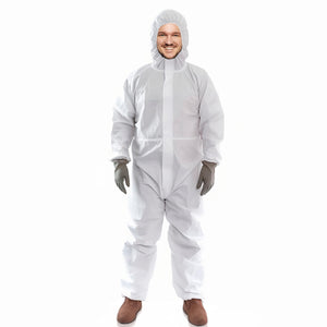 Medical Disposable Coveralls for Adults 2X Large Pack of 5 White Hazmat Suits