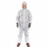 Load image into Gallery viewer, Medical Disposable Coveralls for Adults 2X Large Pack of 5 White Hazmat Suits