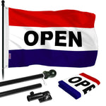 Load image into Gallery viewer, G128  6 Feet Tangle Free Spinning Flagpole (Black) Open Brass Grommets Printed 3x5 ft (Flag Included) Aluminum Flag Pole