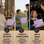 Load image into Gallery viewer, 30 Pack Premium Purple Certificate Holders 8.5 x 11   Heavyweight 300gsm Cardstock Diploma Holder &amp; Certificate Folder   Award Certificate Folders for Graduation with Gold Foil   Diploma Cover 8.5x11