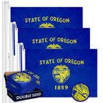 Load image into Gallery viewer, Oregon OR State Flag 3x5 Ft 3Pack Doublesided Embroidered Polyester By G128

