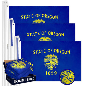 Oregon OR State Flag 3x5 Ft 3Pack Doublesided Embroidered Polyester By G128