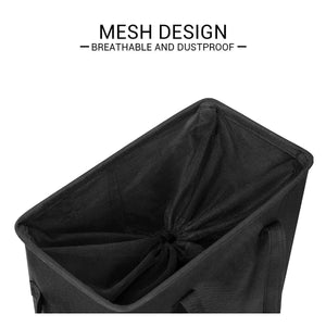 Slim Laundry Hamper With Handles Collapsible Laundry Basket Thin Dirty Clothes Basket Narrow Laundry Bag Foldable Dirty Clothes Hamper 45L (21 inchesBlack)