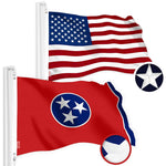 Load image into Gallery viewer, G128 Combo Pack: American USA Flag 4x6 Ft &amp; Tennessee Flag 4x6 Ft, Both Embroidered SPUN Polyester, Indoor/Outdoor, Brass Grommets
