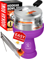 Load image into Gallery viewer, Premium Purple Silicone Hookah Bowl Set – Universal Phunnel Hookah Head Bowl for Perfect Heat Management – Durable, EasytoClean Hookah Top with Tongs – Shisha Bowl for Smooth Airflow &amp; Max Flavor
