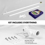 Load image into Gallery viewer, G128 Combo Pack: 6 Ft Tangle Free Spinning Flagpole (White) &amp; Kansas Flag 3x5 Ft Printed 150D Polyester, Brass Grommets (Flag Included) Aluminum Flag Pole