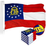 Load image into Gallery viewer, G128 5 Pack: Georgia GA State Flag  2x3 Ft  ToughWeave Series Embroidered 300D Polyester  Embroidered Design, Indoor/Outdoor, Brass Grommets
