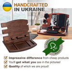 Load image into Gallery viewer, Wood Phone Docking Station Natural Ash Phone Key Holder Wallet Watch Stand Gift
