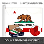 Load image into Gallery viewer, G128 COMBO PACK: American Flag Single Sided 3x5 Ft &amp; California State Flag Double Sided 3x5 Ft, Both Embroidered Polyester